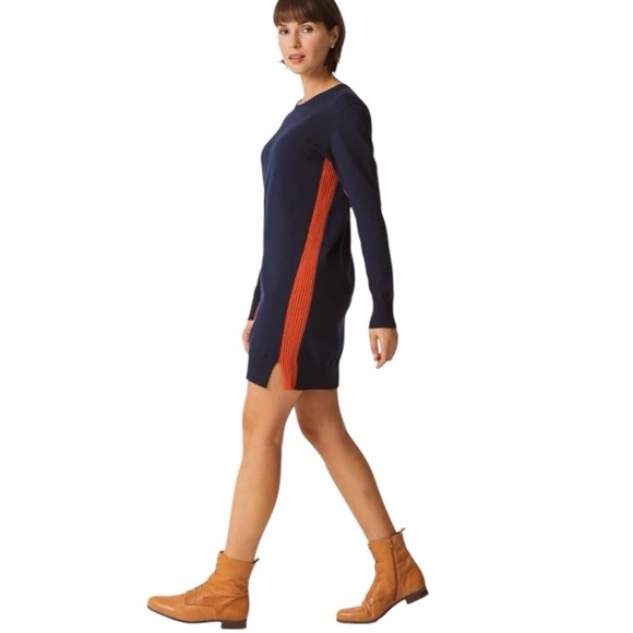 NWT SKFK Domeka Navy Blue Long Sleeve Cotton Knit Mini Dress Size 2 - Picture 2 of 11